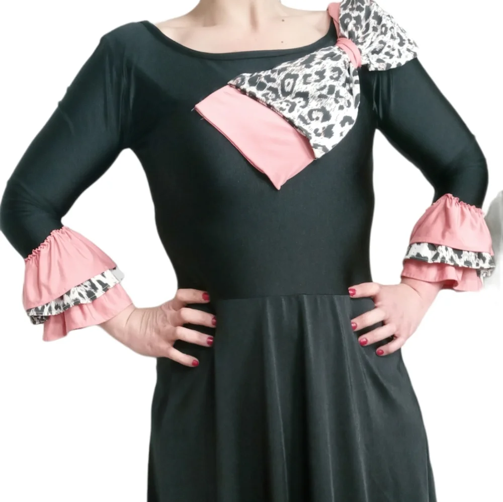 Pin up couture retro pink black body con midi - Picture 9 of 14
